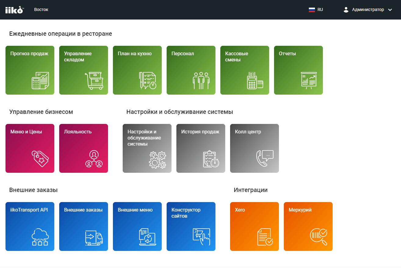 Iiko web план на кухню