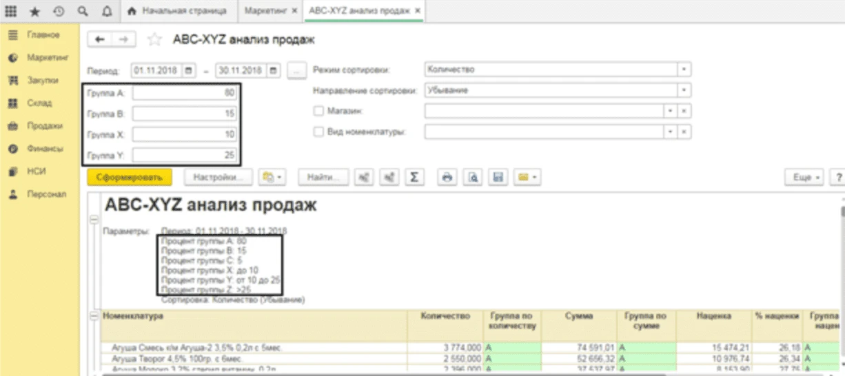 Добавить анализ. АВС анализ в 1с. ABC xyz анализ в 1с. АВС анализ в 1с 8.3. Анализ АВС И xyz в 1 с.